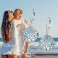 wholesale 925 Sterling Silver Opalite Square Celtic Knot Leverback Earrings-0-2