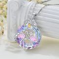 TOUPOP Sterling Silver Purple Crystal Flamingo Necklace Pendant Gift-0-4