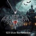 wholesale 925 Sterling Silver Gothic Punk Red Heart Pendant with Bat and Scythe Design-0-1