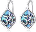 wholesale 925 Sterling Silver Om Symbol Abalone Shell Leverback Earrings 3D Triquetra Design Yoga s for Women Girls-0-0