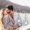 wholesale 925 Sterling Silver Teardrop Moonstone Celtic Trinity Knot Drop Earrings-0-5