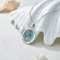 wholesale 925 Sterling Silver Round Genuine Turquoise St. Christopher Pendant Necklace-0-3