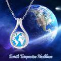 wholesale Sterling Silver Earth Necklace with World Map Pendant Travel Jewelry Gift for Women-0-6