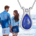 wholesale Sterling Silver Lapis Lazuli Larimar Labradorite Rose Quartz Peridot Jade Teardrop Necklace for Women-0-3