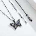 wholesale 925 Sterling Silver Black Butterfly Pendant Necklace for Women, Nickel-Free Lead-Free Hypoallergenic, 18+2 Chain, Insect Lover Gift-0-3