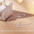 TOUPOP Sterling Silver Heart Bracelet with Stone Gifts For Sister-0-5