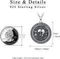 wholesale 925 Sterling Silver Round Skull & Hourglass Pendant Necklaces - Gothic Memento Mori s for Men and Women-0-2