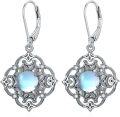wholesale 925 Sterling Silver Moonstone Filigree Drop Earrings for Women-0-0
