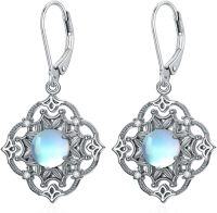 wholesale 925 Sterling Silver Moonstone Filigree Drop Earrings for Women-Boho Moonstone Earrings-5