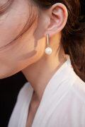 wholesale 925 Sterling Silver Round Pearl Long Bar Drop Earrings for Women -0-2