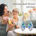wholesale 925 Sterling Silver Teardrop Abalone Shell Inlay Filigree Flower Drop Earrings for Women-0-3