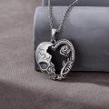 TOUPOP 925 Sterling Silver Heart Skeleton Pendant Necklace-0-2