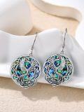 wholesale Potop Phoenix Earrings 925 Sterling Silver Celtic Dangle Earrings Abalone/black Agate Phoenix Rising Jewelry Christmas Gifts For Women Mom Sister Wife Girlfriend Nana Grandma -0-1