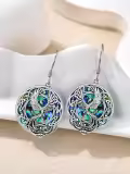 TOUPOP Sterling Silver Abalone/Black Agate Phoenix Dangle Earrings-0-1