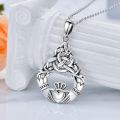 wholesale 925 Sterling Silver Celtic Knot Claddagh Heart Pendant Necklace-0-4
