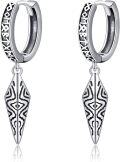 wholesale 925 Sterling Silver Norse Runes & Spike Drop Hoops for Women Men Celtic Viking Earings Gifts-0-0