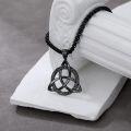 wholesale Black 925 Sterling Silver Celtic Knot Triquetra Trinity Pendant Necklace for Men-0-2