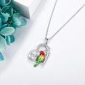 wholesale 925 Sterling Silver 925 Parrot Heart Pendant Necklace  for Women Valentine's Day Christmas Gifts-0-2