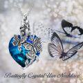 wholesale 925 Sterling Silver Blue Crystal Butterfly Cremation Pendant Necklace with Funnel and Fill Tool-0-5