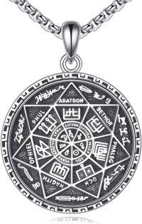 wholesale 925 Sterling Silver Zodiac Sign Pentacle Pendant Ancient Symbol Talisman Charm Necklace for Women and Men-Seven archangels 01