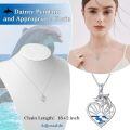 wholesale 925 Sterling Silver Dolphin Heart Pendant Necklace with Blue Enamel and CZs - Beach s for Women & Girls-0-2