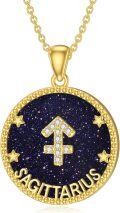 wholesale 14k Gold Plated Blue Sandstone Zodiac Necklace 12 Constellation Pendant for Women-0-6