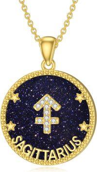 wholesale 14k Gold Plated Blue Sandstone Zodiac Necklace 12 Constellation Pendant for Women-Sagittarius (11.22-12.21)
