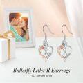wholesale TOUPOP Rose Heart Earrings For Women Sterling Silver Butterfly Initial R Letter Drop Dangle Earrings Anniversary Birthday Christmas Jewelry Gifts For Her Wife Girlfriend Mom -0-2