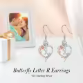 TOUPOP Sterling Silver Rose Heart Butterfly Initial R Dangle Earrings-0-2
