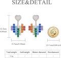 wholesale 925 Sterling Silver Rainbow Crystal Heart-Shaped Drop Earring Charms for Women Girls Gift Set-0-4