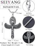 wholesale 925 Sterling Silver &  Ancient Egyptian Goddess Isis Ankh Necklace - 1.77 Inch Pendant, Gift Box-0-1