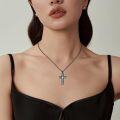 wholesale Black 925 Sterling Silver Abalone Shell Inlay Cross Pendant Necklace for Men & Women-0-4