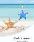wholesale 925 Sterling Silver Blue Opal Starfish Pendant Necklace for Women Girls  45cm Chain Length-0-5
