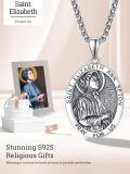 wholesale 925 Sterling Silver St Elizabeth Ann Seton Medal Necklace for Women Girls Catholic-0-5
