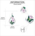 wholesale 925 Sterling Silver Green & Pink Enamel Butterfly and Flower Teardrop Dangle Earrings for Women Girls Gift-0-4
