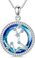 wholesale 925 Sterling Silver Blue Crystal Aquarius Constellation Pendant Necklaces for Women Astrology Gifts-0-0