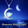 TOUPOP Sterling Silver Gemstone Moon Planet Necklace Space Jewelry Gift-0-4