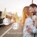 wholesale 14K Gold Freshwater Pearl Round Dangle Drop Earrings for Women Wedding  Ideas-0-2