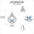 wholesale 925 Sterling Silver Butterfly Filigree Teardrop Leverback Dangle Earrings for Women Girls Gifts Blue Enamel Drop Jewelry 4cm Long-0-4