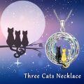 wholesale TOUPOP Cat Gifts For Cat Lovers Sterling Silver 1 2 3 4 Cats Necklace With Crystal Moon Pendant Necklace Birthday Christmas Gifts For Women Celtic Jewelry -0-1