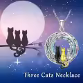 TOUPOP Sterling Silver Crystal Cat Moon Pendant Necklace-0-1