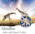wholesale 925 Sterling Silver Rainbow Crystal Giraffe Pendant Necklaces for Women Mothers Day Gifts-0-1