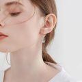 wholesale 925 Sterling Silver Clover Leaf Green Crystal Teardrop Dangle Leverback Earrings for Women-0-1