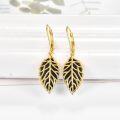 wholesale 925 Sterling Silver Leaf Shape Black Onyx Drop Earrings with Bohemian Filigree Design and Leverback Hooks for Women Gift Ideas-0-4