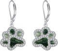 wholesale 925 Sterling Silver Black Enamel Dog Paw Print Leverback Drop Dangle Earrings for Women and Girls-0-6