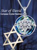 TOUPOP Sterling Silver Crystal Star Of David Compass Pendant Necklace Gift-0-5