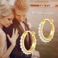 wholesale Gold Plated Pearl Accent 925 Sterling Silver Small Hoop Earrings-0-1