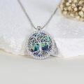 wholesale 925 Sterling Silver Round Blue Purple Abalone Shell Tree of Life Pendant Necklace for Women-0-3