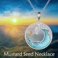 wholesale 925 Sterling Silver Turquoise and Crystal Wave Pendant Necklace for Women's Gifts-0-1