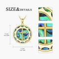 wholesale Gold 925 Sterling Silver Round Cross Dove Star David Hamsa Hand Religious Pendant Necklace with Abalone Shell Inlay-0-1
